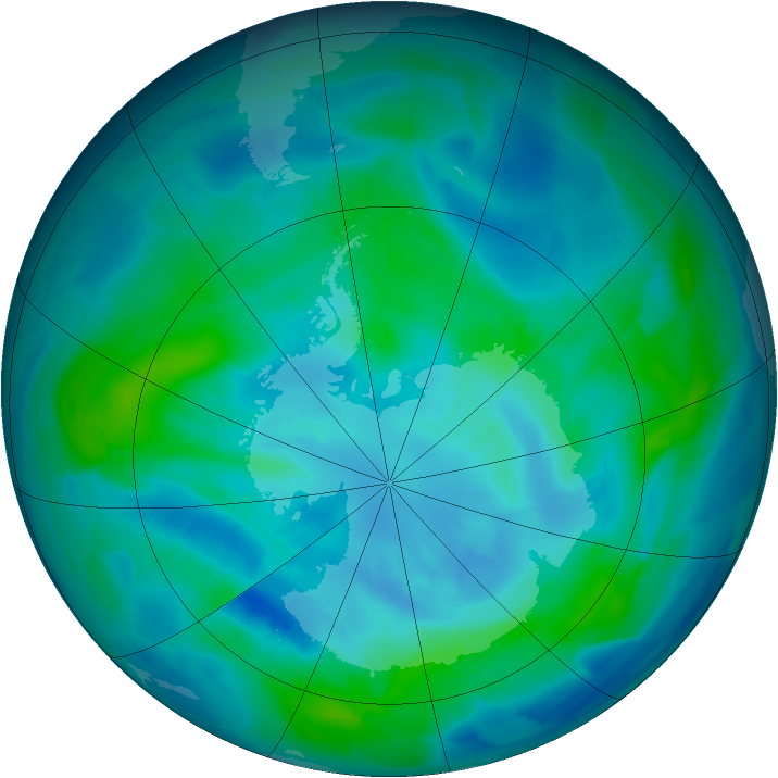 Antarctic ozone map for 23 March 2013